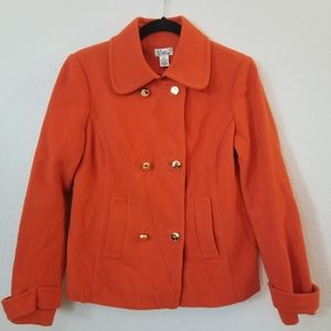 Lilly Pulitzer Orange Wool/Silk Peacoat